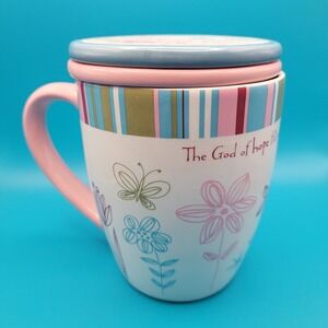 DaySpring Women of Faith Mug w Infuser, Coaster / Lid Romans 15:13 NIV